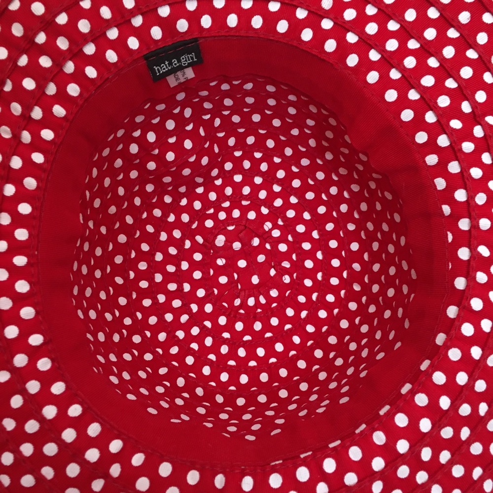 Vintage style Hatagirl Retro Wide brim Sunhat Red Polka dot - Picture 4 of 8